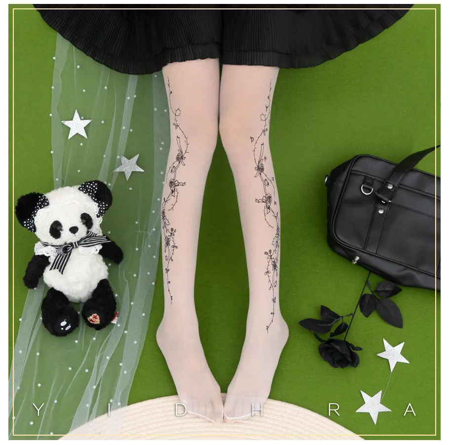 Rose Story Dream Witch Black & White Stockings Pantyhose Garment