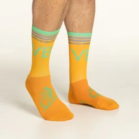 Tall Cuff Cycling Socks in VBT Orange