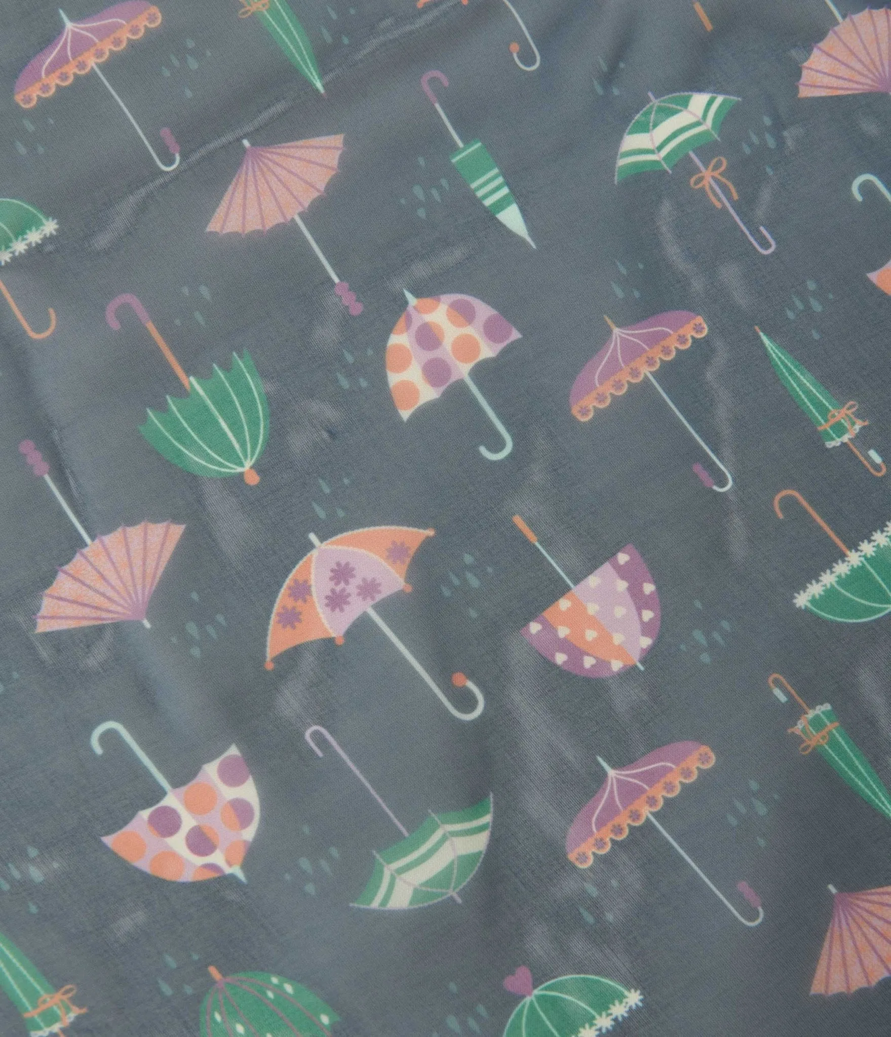 Unique Vintage Navy & Umbrella Print Hair Scarf