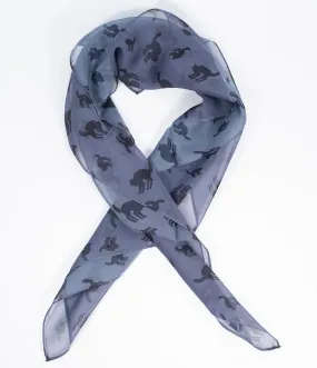 Unique Vintage Pin-Up Grey & Black Cat Print Chiffon Hair Scarf