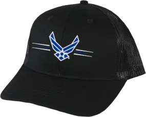 US Air Force Symbol on Black Snapback Trucker Cap