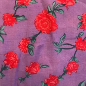 Violet Floral Muslin Silk Fabric (Wholesale)