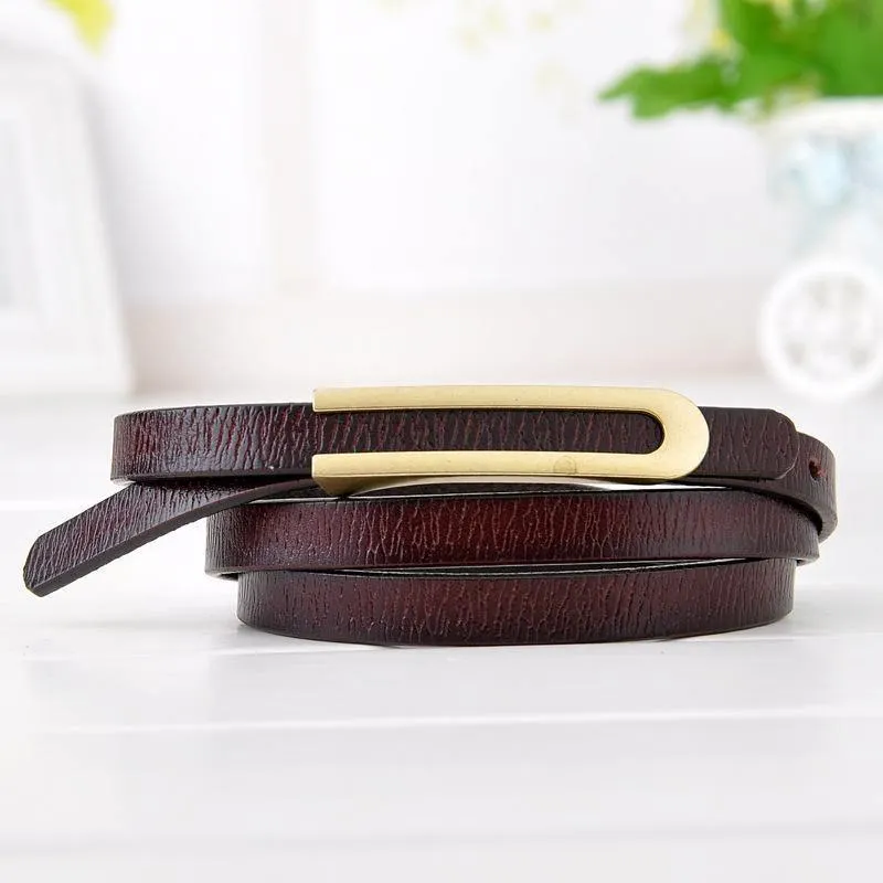 Women's Chic Sheepskin Leather Belt - Fine Embossed Fashion Accessory