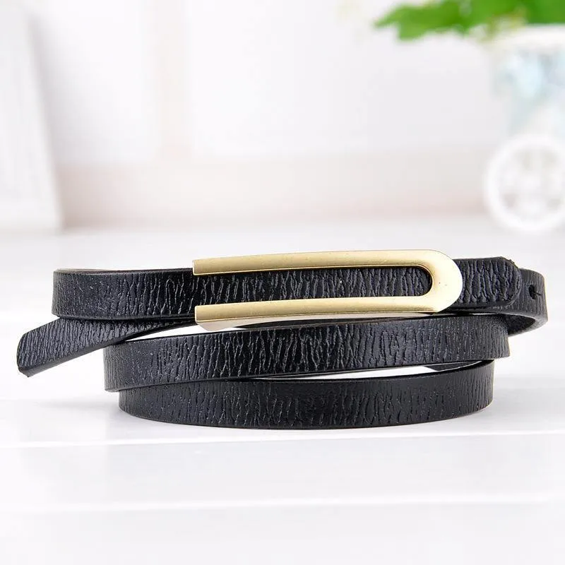 Women's Chic Sheepskin Leather Belt - Fine Embossed Fashion Accessory